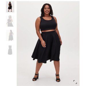 NWT Torrid Black Crop Top & Midi Skirt Set